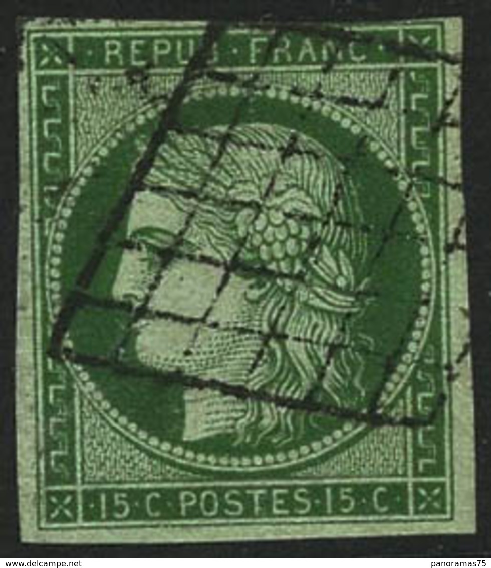 Oblit. N°2 15c Vert, Signé Calves - TB - 1849-1850 Ceres