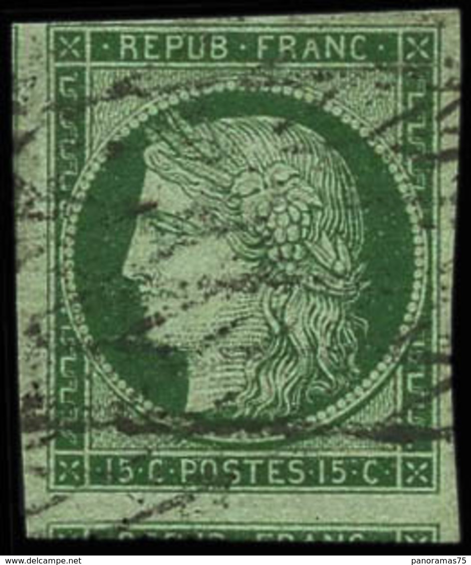 Oblit. N°2a 15c Vert Clair , Signé Brun - TB - 1849-1850 Ceres