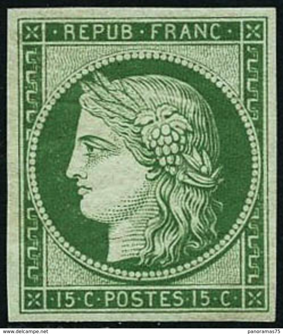 ** N°2e 15c Vert Réimp - TB - 1849-1850 Ceres