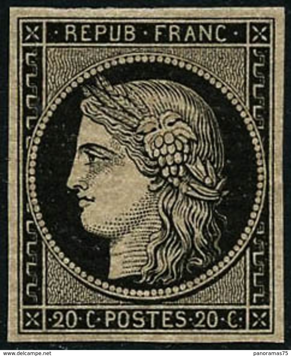 ** N°3 20c Noir S/jaune, Signé Roumet - TB - 1849-1850 Cérès