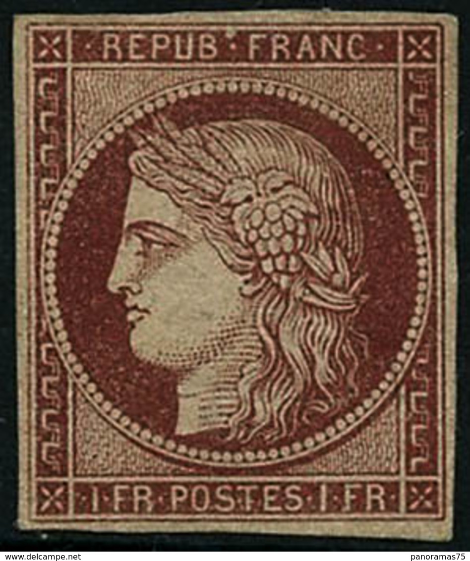 * N°6A 1F Rouge-brun, Neuf Avec Gomme, Signé Roumet, Calves Et Bun,timbre Très Rare - TB - 1849-1850 Ceres
