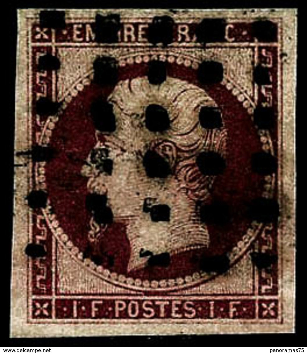 Oblit. N°18  1F Carmin, Léger Pli - B - 1853-1860 Napoleon III