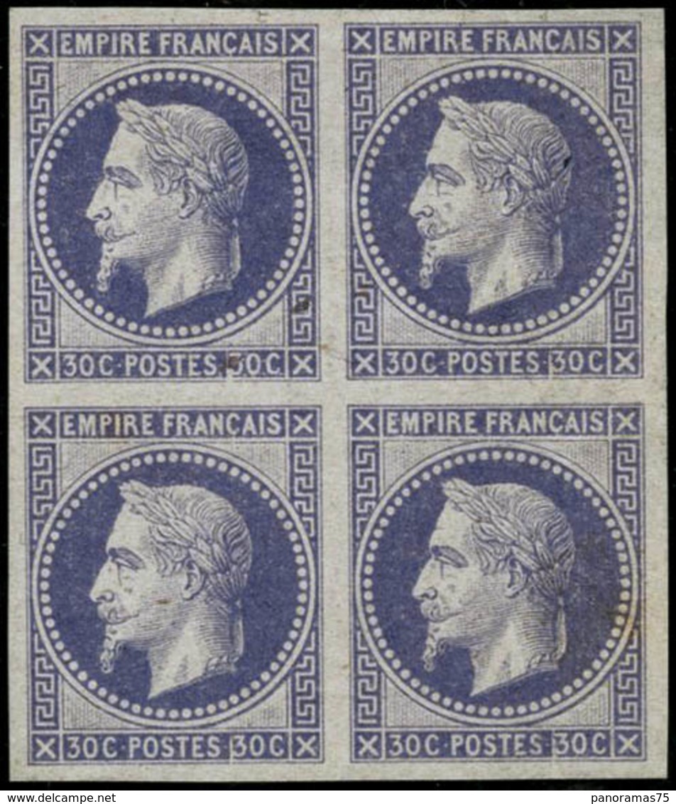 (*) N°30 Essai Du 30c Brun En Bloc De 4 En Bleu (toujours Sans Gomme) - TB - 1863-1870 Napoléon III Con Laureles