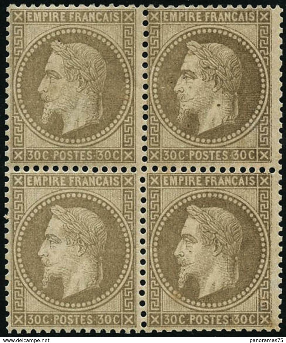 ** N°30a 30c Brun Clair, Bloc De 4 - TB - 1863-1870 Napoleon III With Laurels