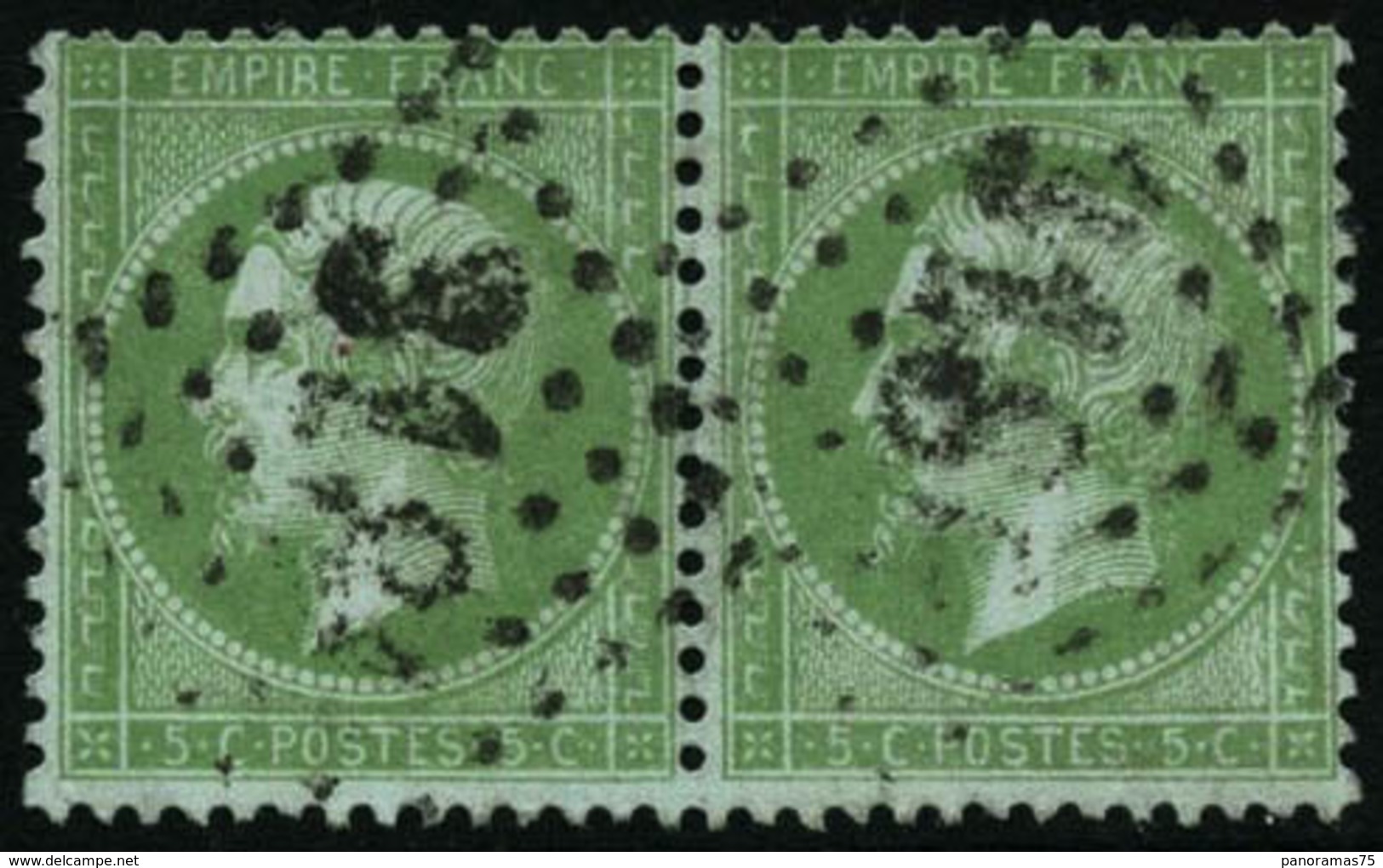 Oblit. N°35 5c Vert Pâle S/bleu, Paire - TB - 1863-1870 Napoléon III. Laure