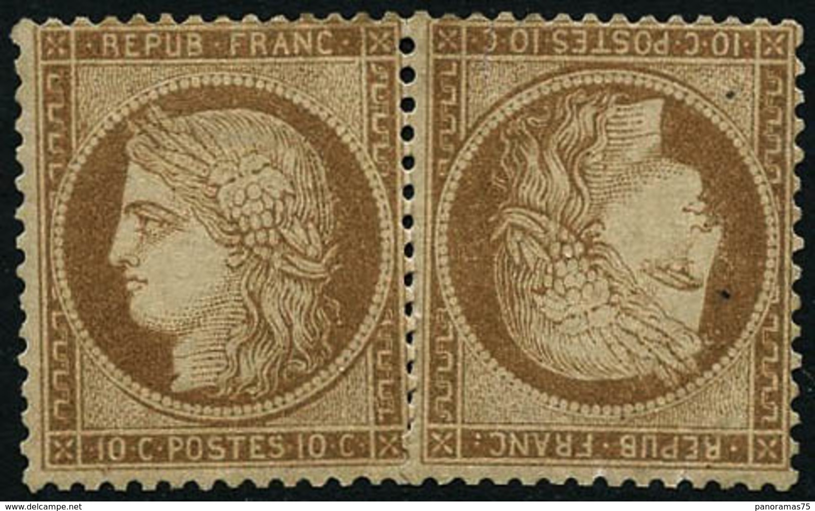 * N°36b 10c Bistre, Paire Tête-bèche - TB - 1870 Belagerung Von Paris