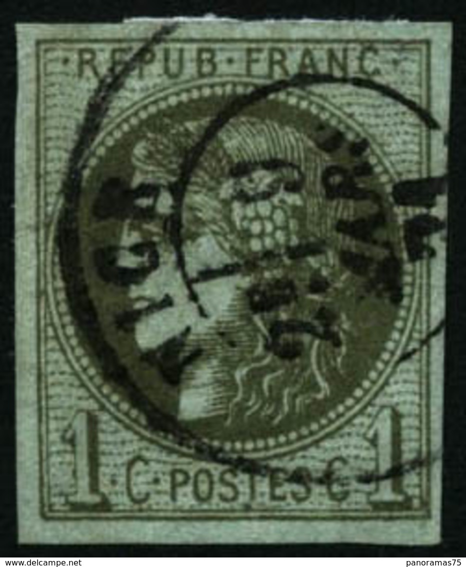 ** N°39B 1c Olive R2 - TB - 1870 Bordeaux Printing