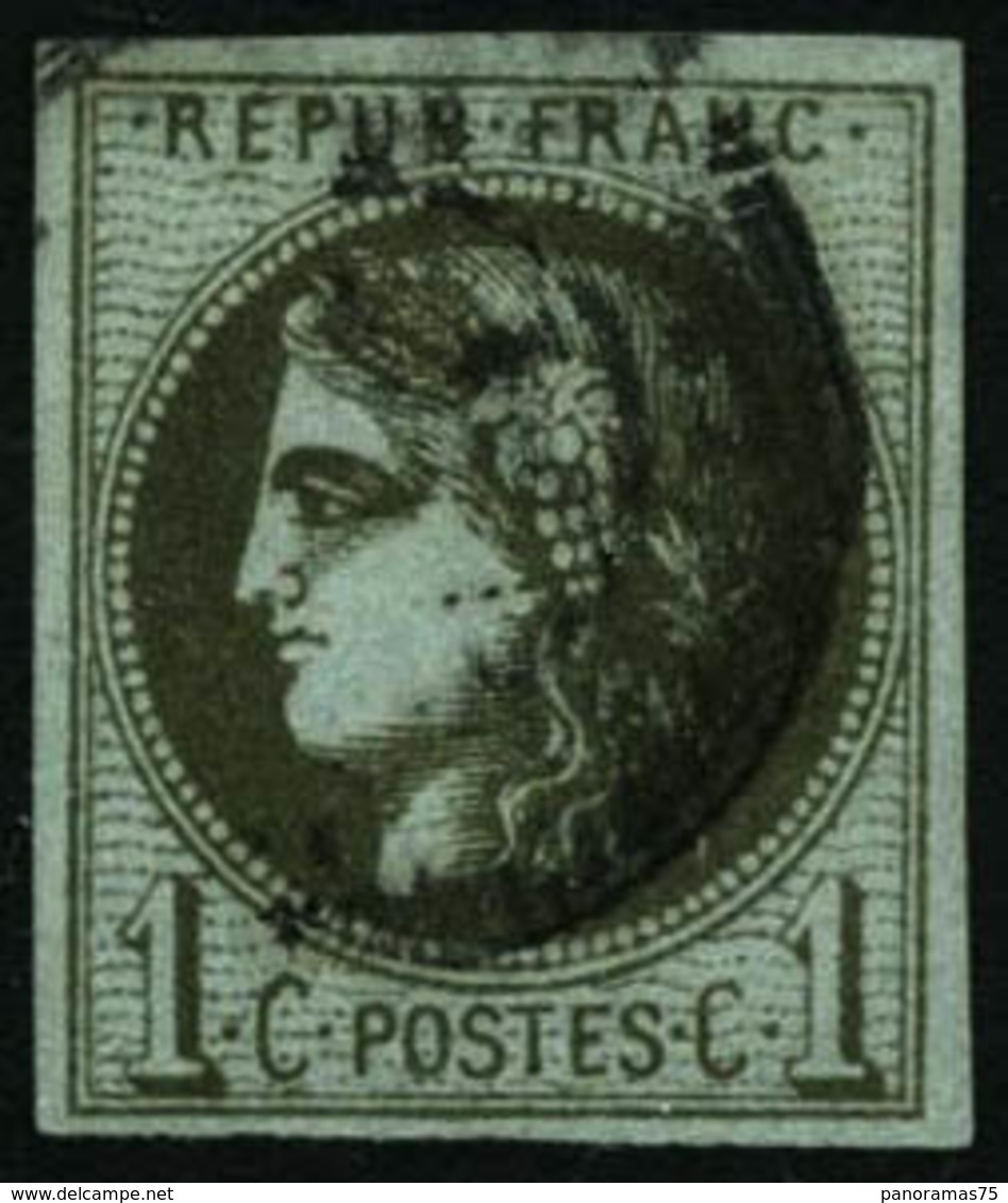 Oblit. N°39Cb 1c Olive Foncé R3, Signé Calves - TB - 1870 Bordeaux Printing