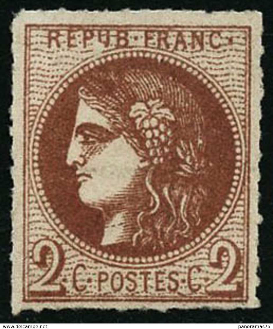 * N°40B 2c Brun-rouge R2, Percé En Lignes - B - 1870 Bordeaux Printing