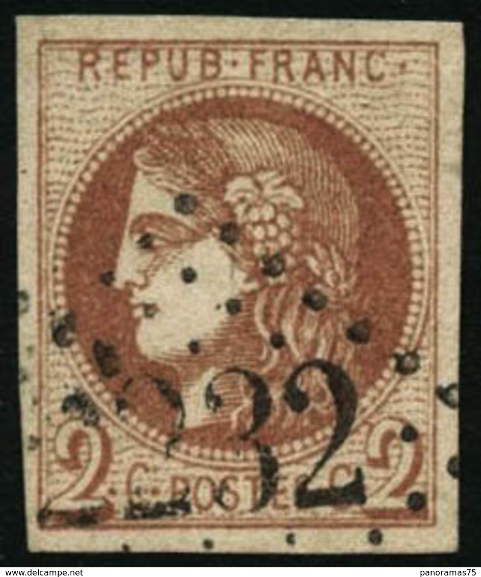 Oblit. N°40B 2c Brun-rouge, R2 Signé Brun - TB - 1870 Ausgabe Bordeaux