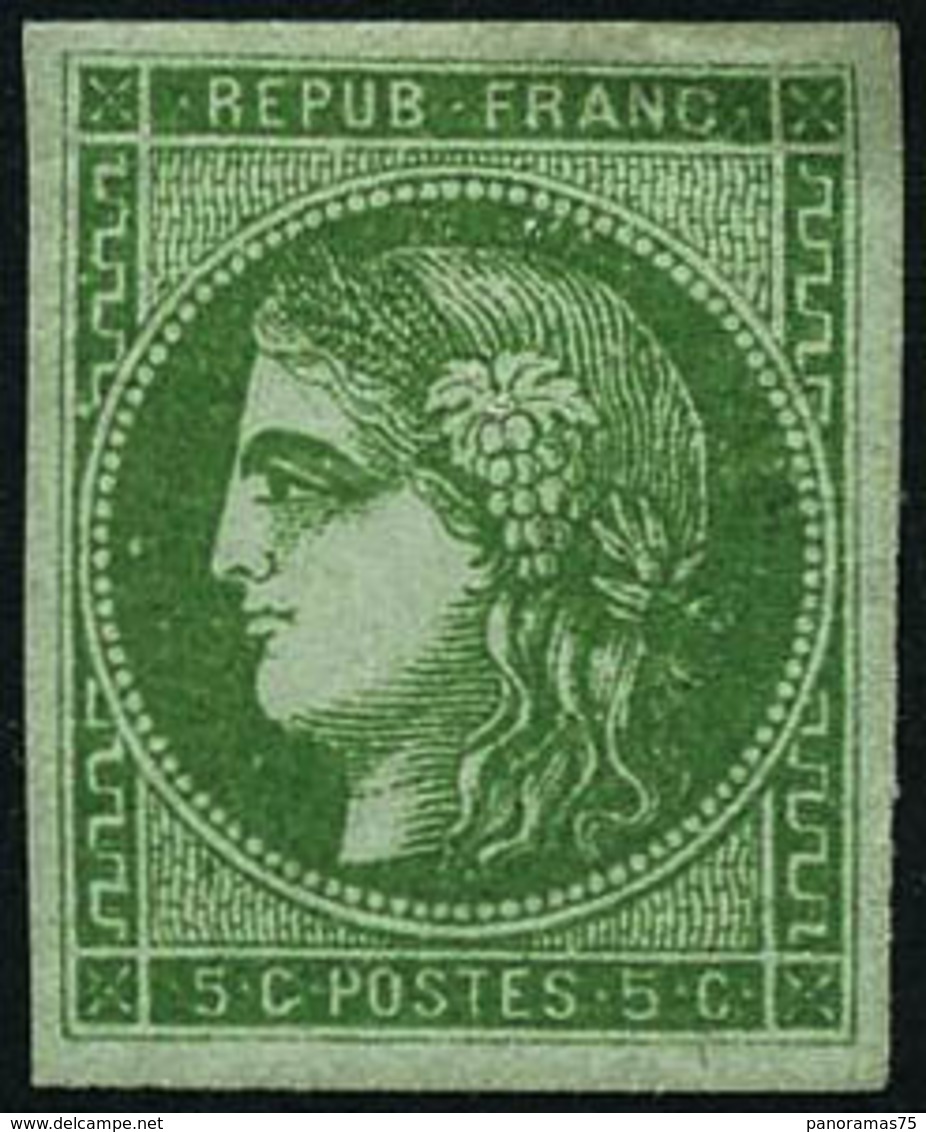 ** N°42B 5c Vert-jaune R2, Pièce De Luxe Signé JF Brun - TB - 1870 Ausgabe Bordeaux
