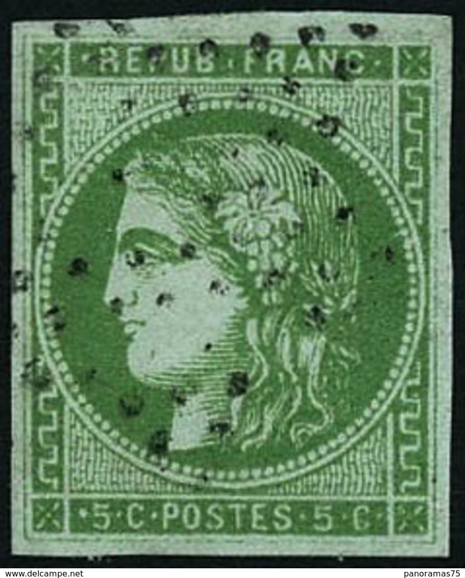 Oblit. N°42B 5c Vert-jaune  R2  - TB - 1870 Bordeaux Printing