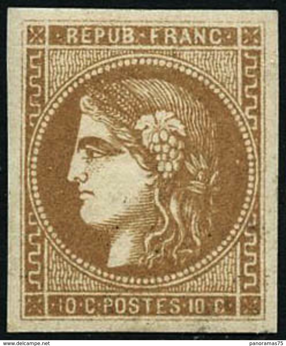 ** N°43Ac 10c Bistre-foncé R1 , Pièce De Luxe Certif Robineau - TB - 1870 Ausgabe Bordeaux