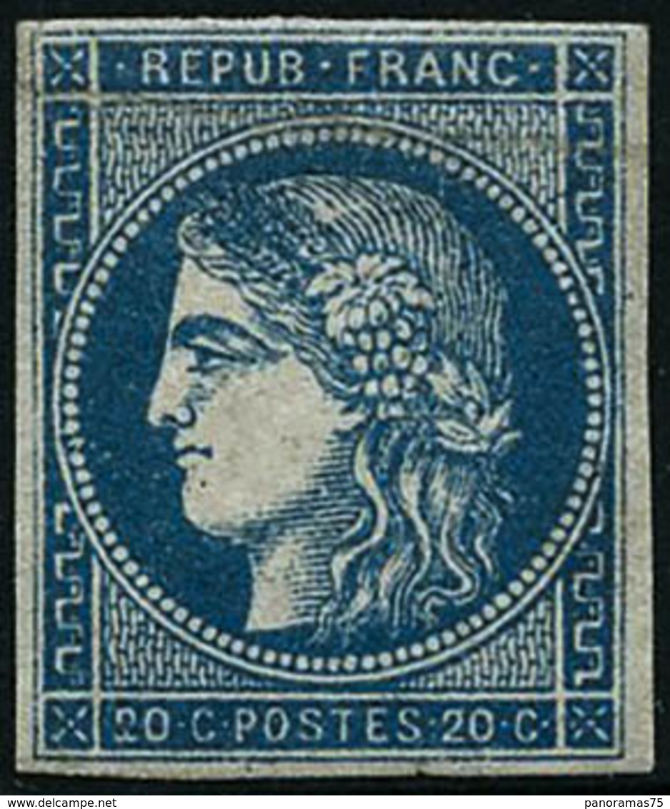 ** N°45B 20c Bleu, Type II R2 - TB - 1870 Bordeaux Printing