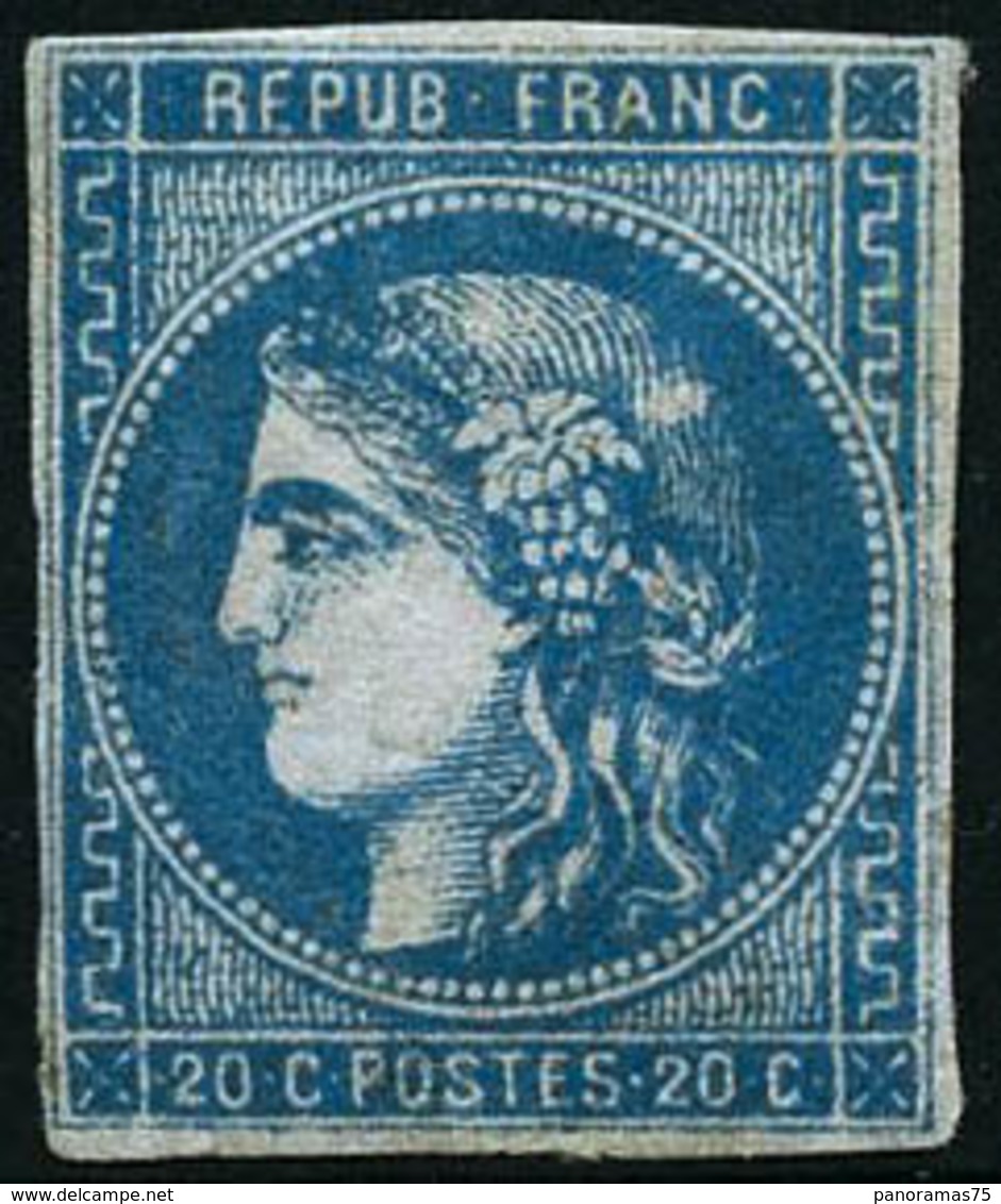 ** N°46B 20c Bleu, Type III R2 - B - 1870 Bordeaux Printing