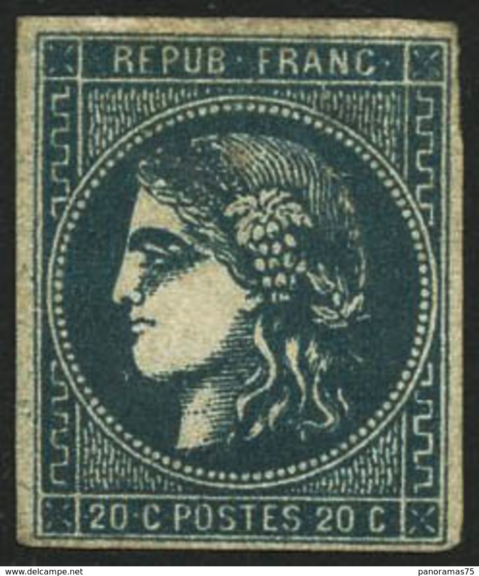 * N°46Ba 20c Bleu Foncé Type III, R2 - TB - 1870 Bordeaux Printing