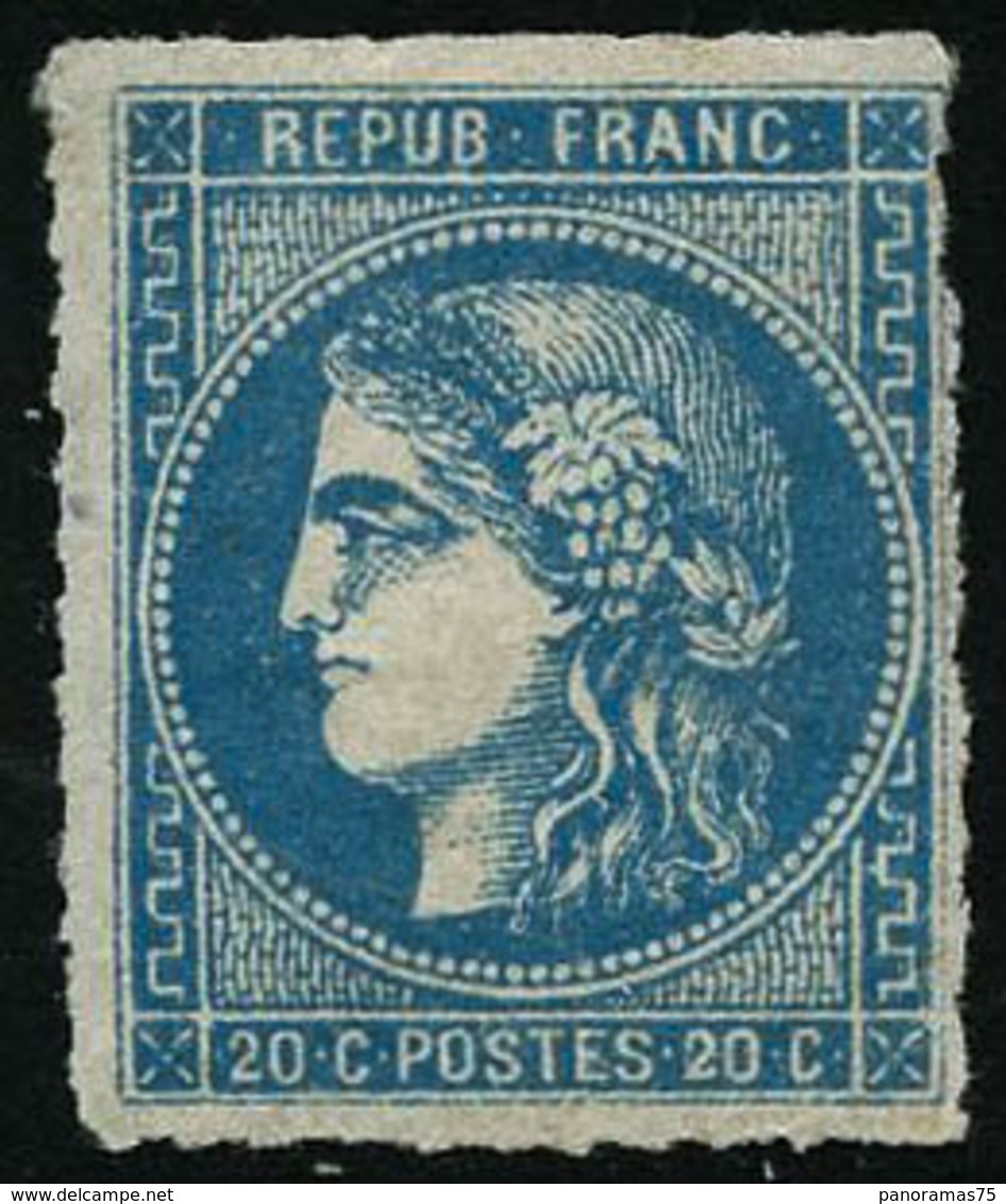 * N°46Bc 20c Bleu Clair, Percé En Ligne Signé Calves - TB - 1870 Bordeaux Printing