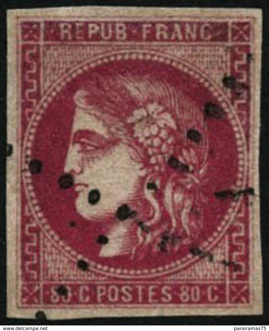 Oblit. N°49 80c Rose - TB - 1870 Bordeaux Printing