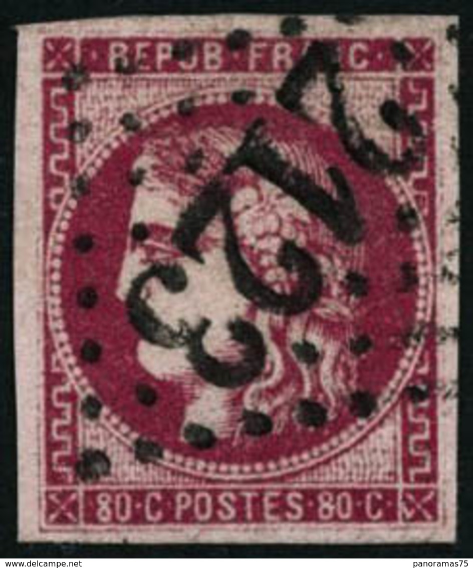 Oblit. N°49b 80c Rose Vif, Nuance Exceptionnelle - TB - 1870 Bordeaux Printing