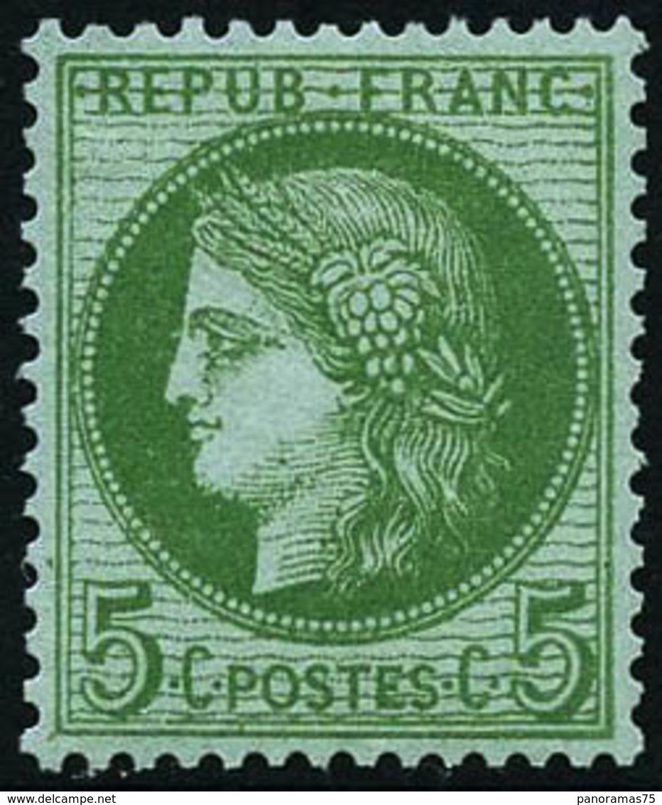 * N°53 5c Vert-jaune S/azuré, Infime Trâce De Charnière - TB - 1871-1875 Ceres