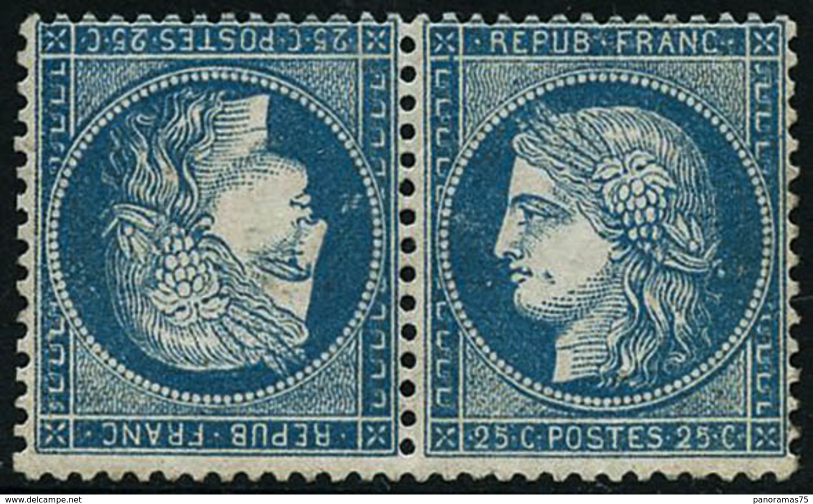 * N°60Ab 25c Bleu, Paire Tête-bèche - TB - 1871-1875 Ceres