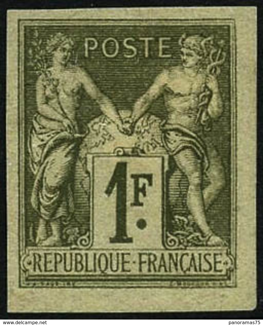 (*) N°82b 1F Vert-bronze, Granet - TB - 1876-1898 Sage (Type II)