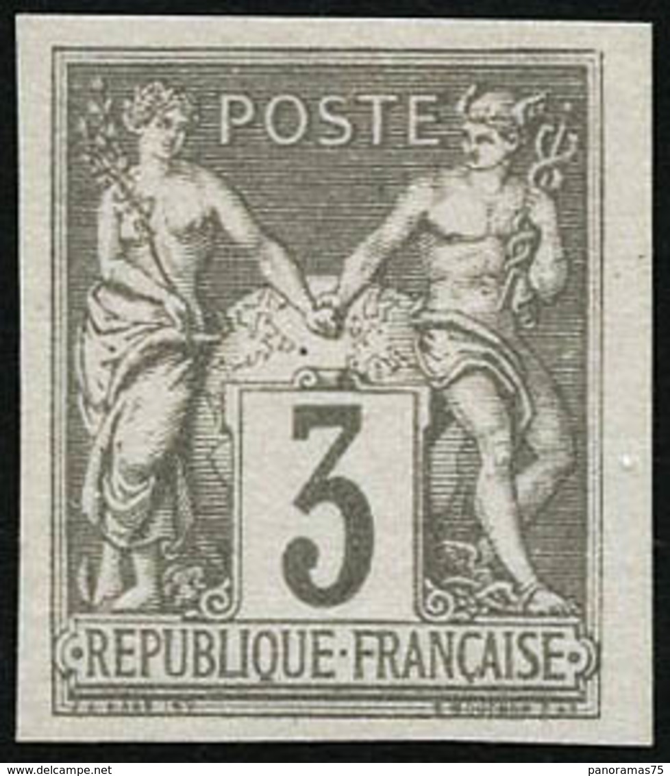 (*) N°87d 3c Gris, Régent Signé Brun - TB - 1876-1898 Sage (Type II)