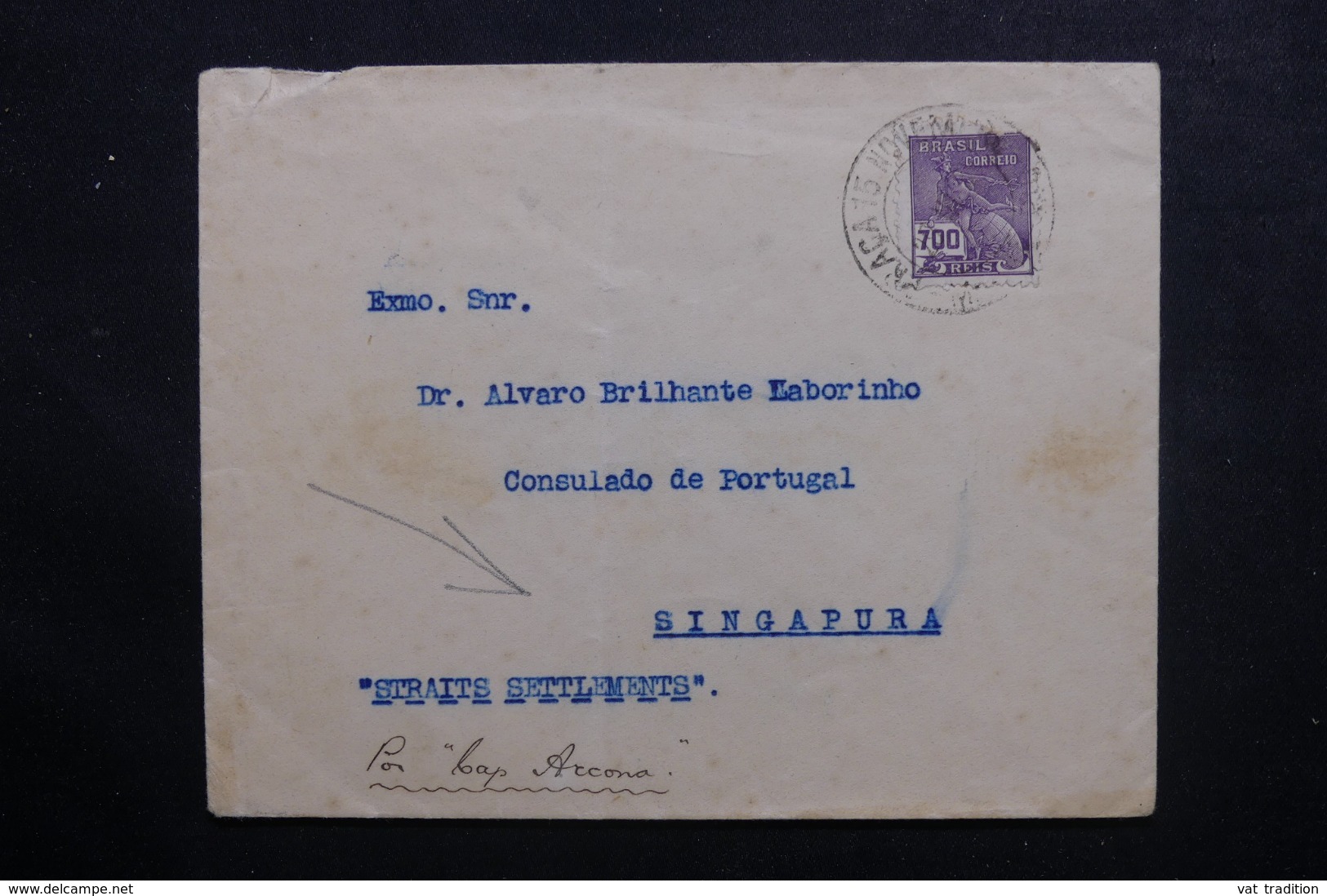 BRÉSIL - Enveloppe Par Bateau Pour Singapour , Affranchissement Plaisant - L 46408 - Lettres & Documents