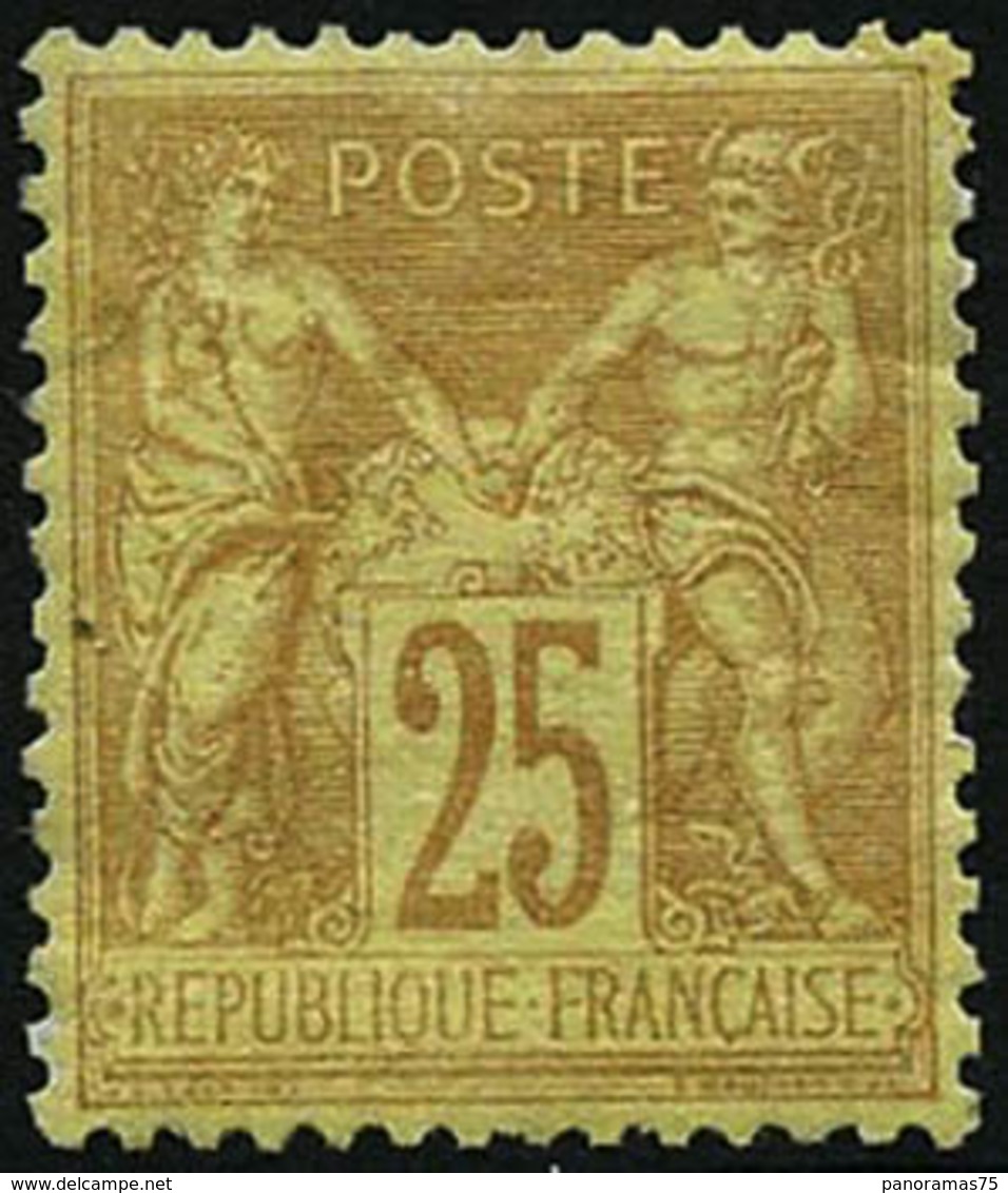 ** N°92 25c Bistre S/jaune , Pièce De Luxe - TB - 1876-1898 Sage (Type II)