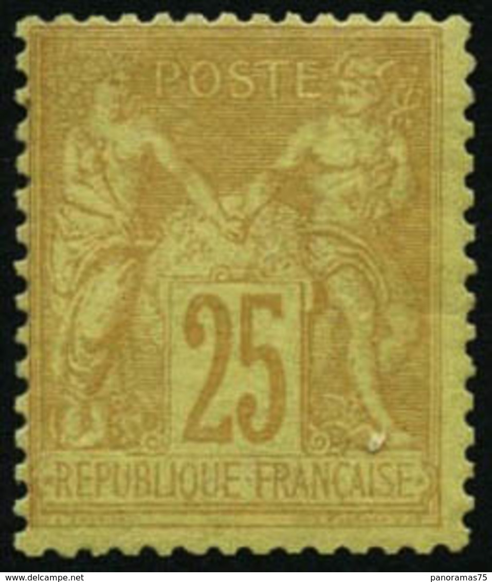 ** N°92 25c Bistre S/jaune, Signé Calves - TB - 1876-1898 Sage (Type II)