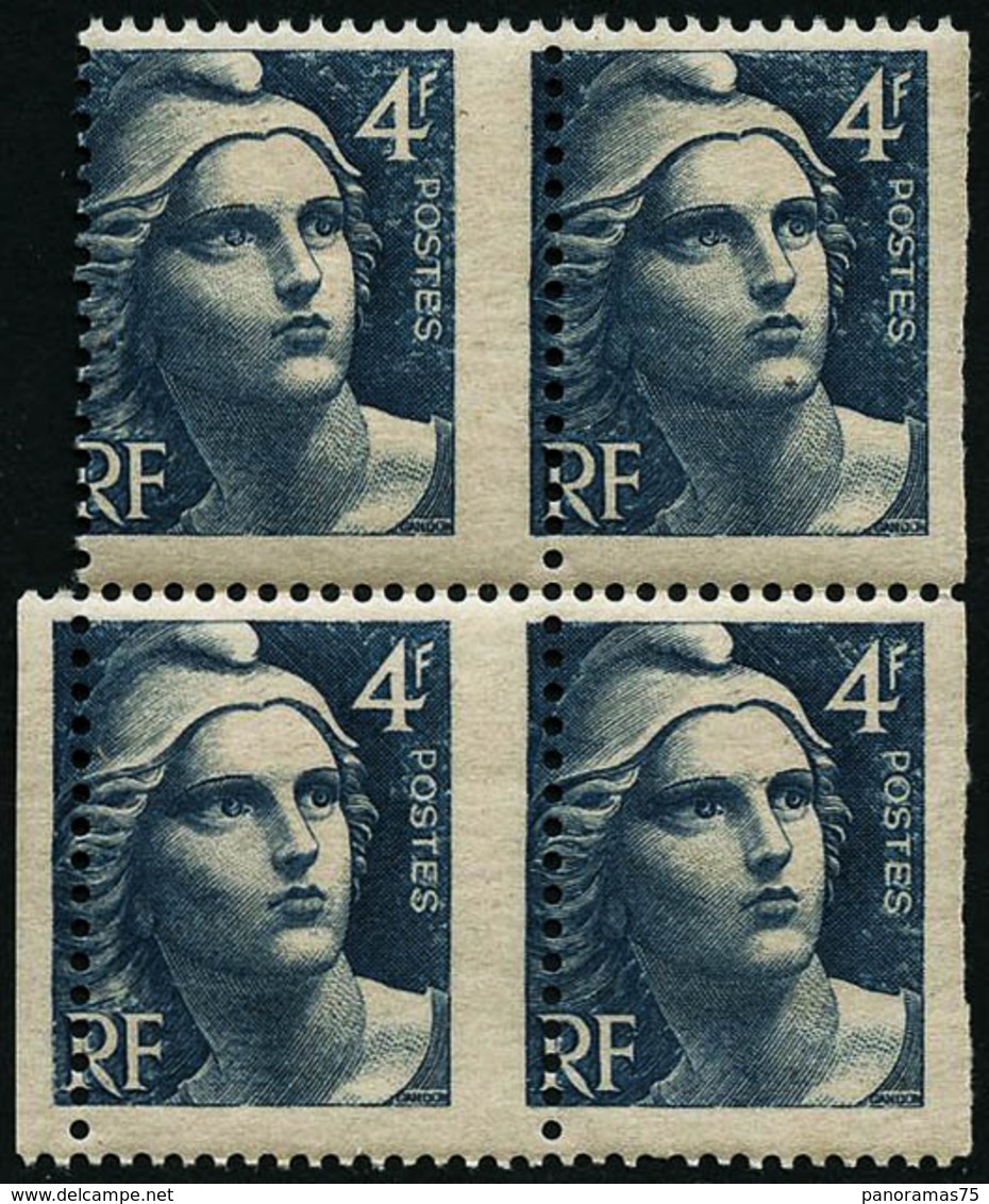 ** N°725 4F Bleu, Bloc De 4 Superbe Variété De Piquage - TB - Other & Unclassified