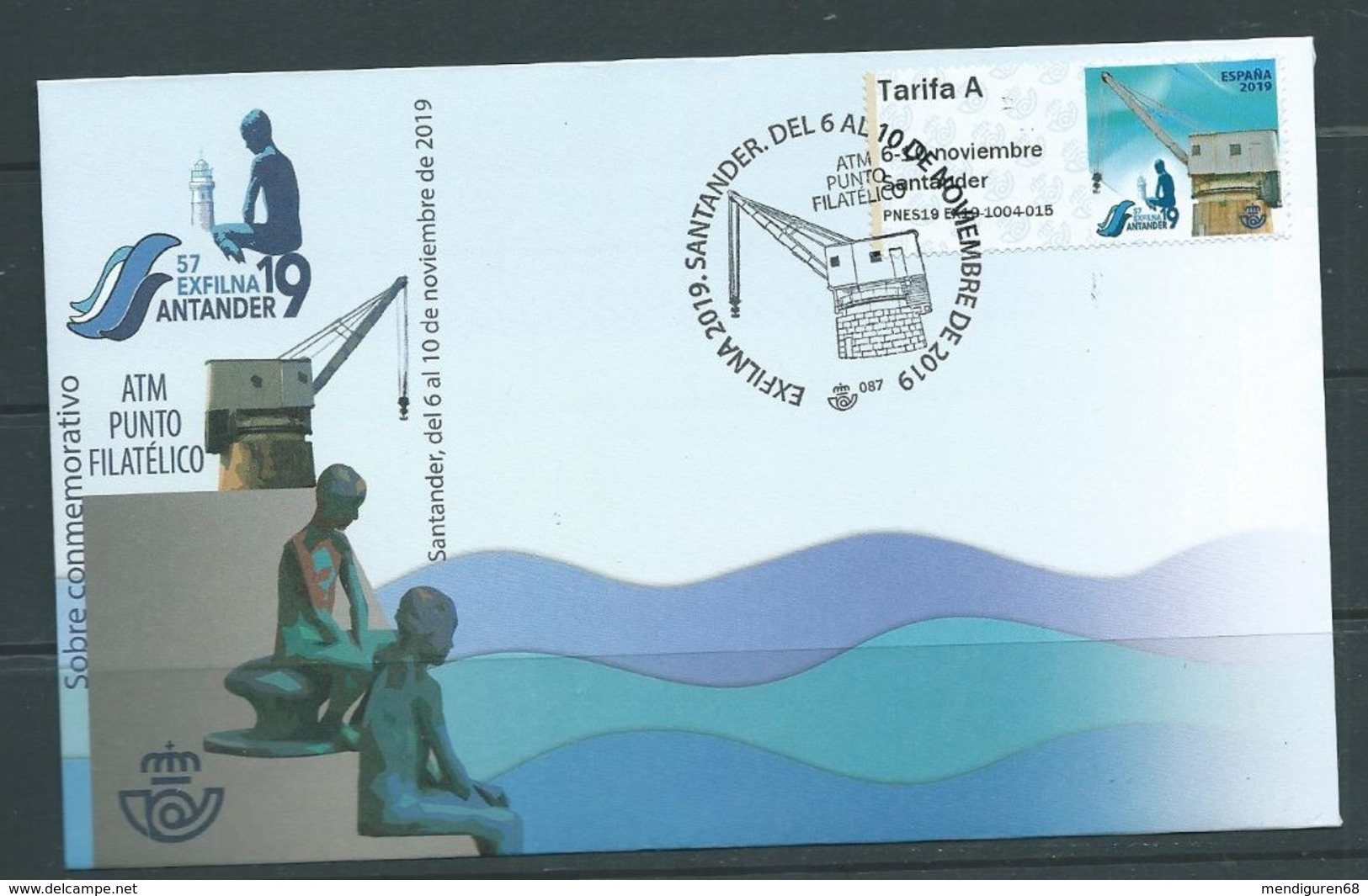 ESPAGNE SPANIEN SPAIN ESPAÑA 2019 STAMPSHOW EXFILNA 19 SANTANDER MODEL GRUA FD CANCEL - FDC