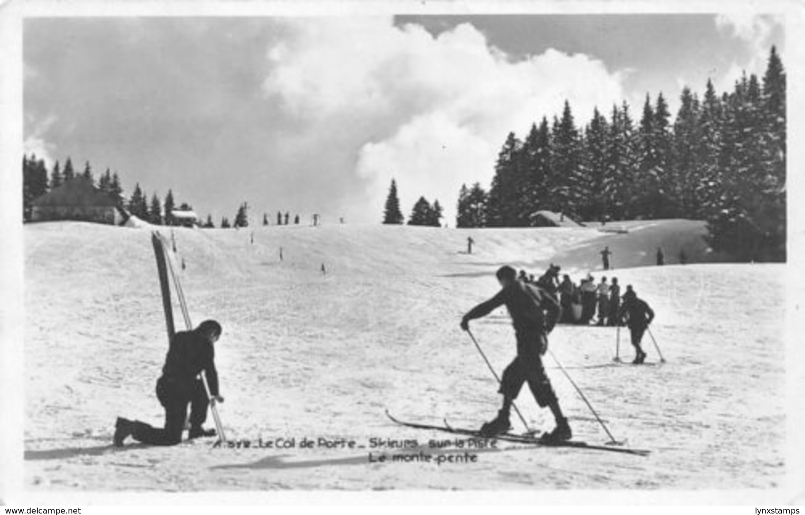 France Le Col De Porte Skieurs Sur La Piste, Le Monte-pente, Ski 1937 - Altri & Non Classificati