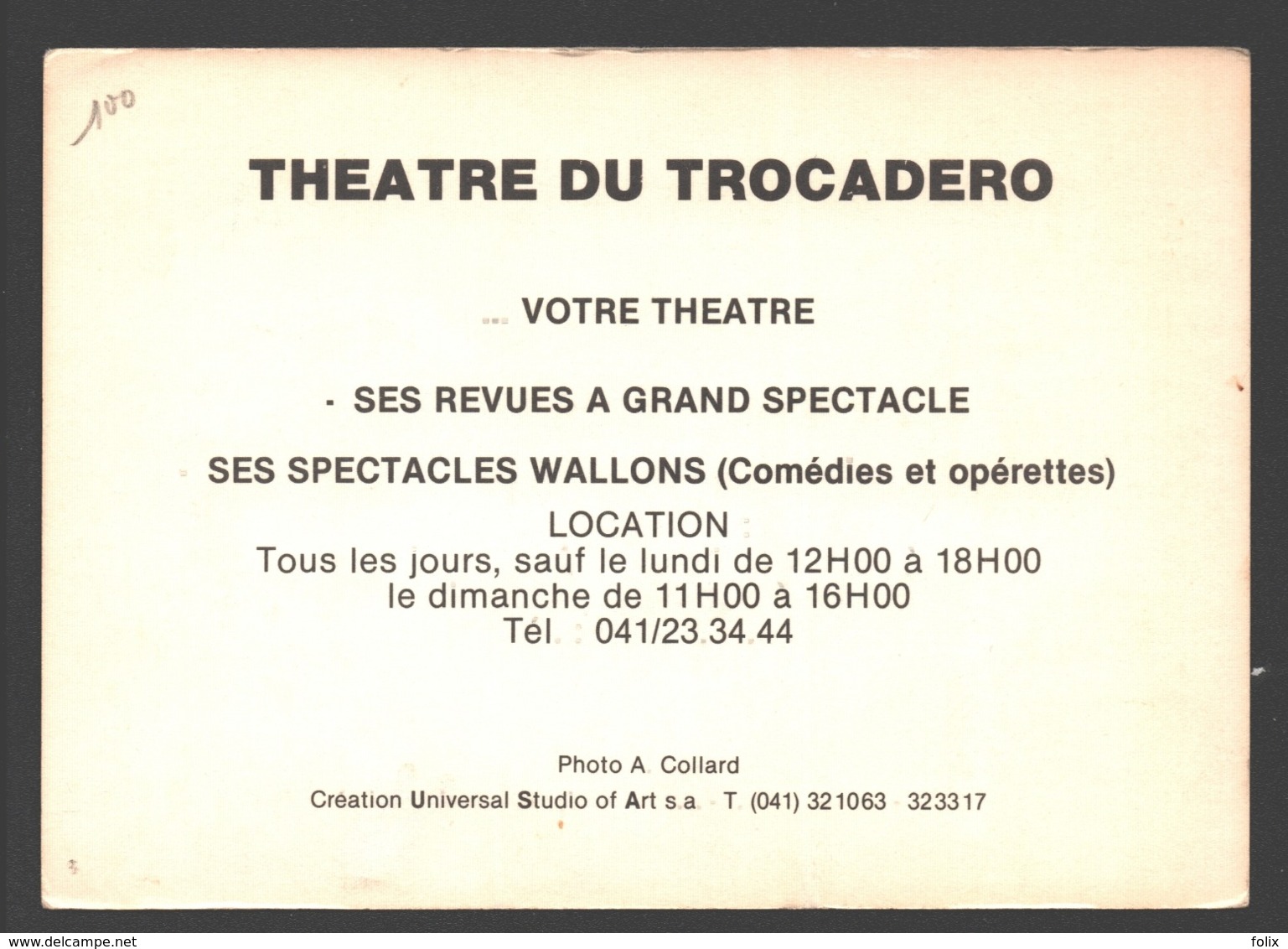 Théâtre Du Trocadéro (Liège) - Ses Revues à Grand Spectacle, Ses Spectacles Wallons - Comédies Et Opérettes - Kabarett