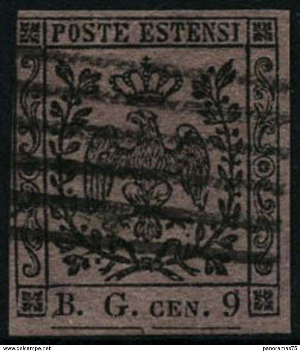 Oblit. N°1 9c Lilas Gris, Type I Au Filet En Haut à Gauche, RARE - B - Modena