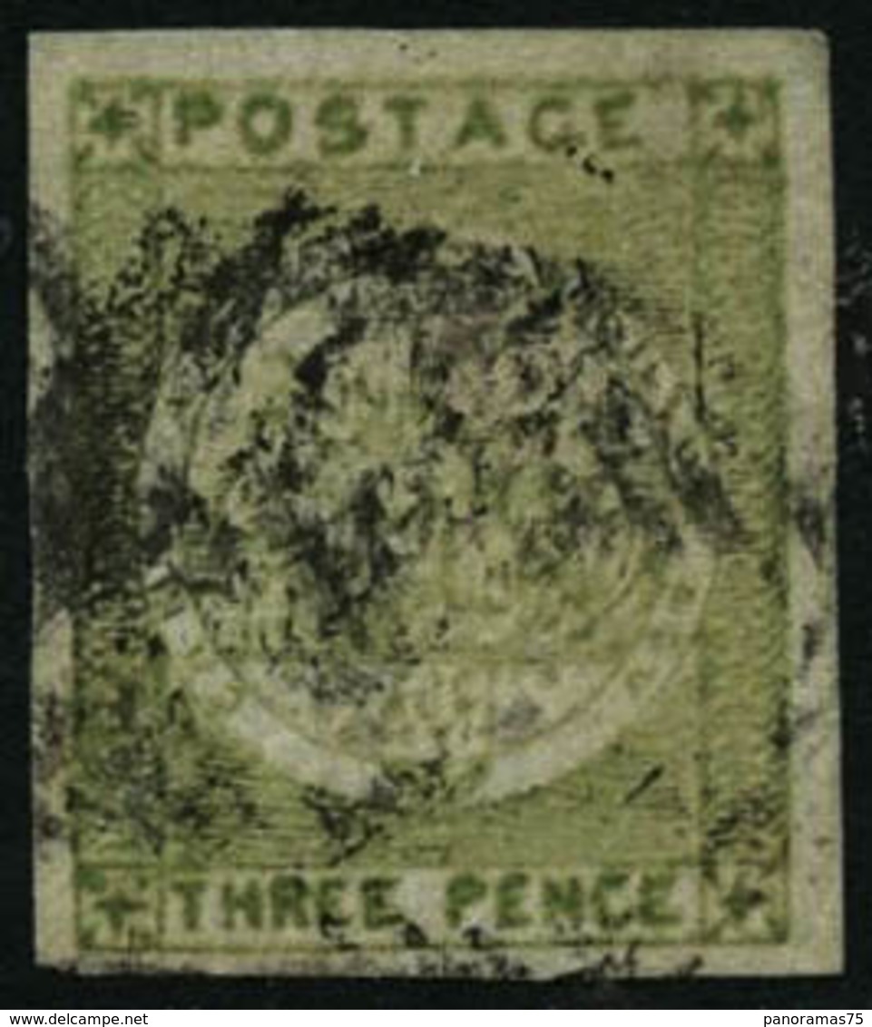 Oblit. N°7c 3p Vert-jaune, Papier Azuré - TB - Mint Stamps