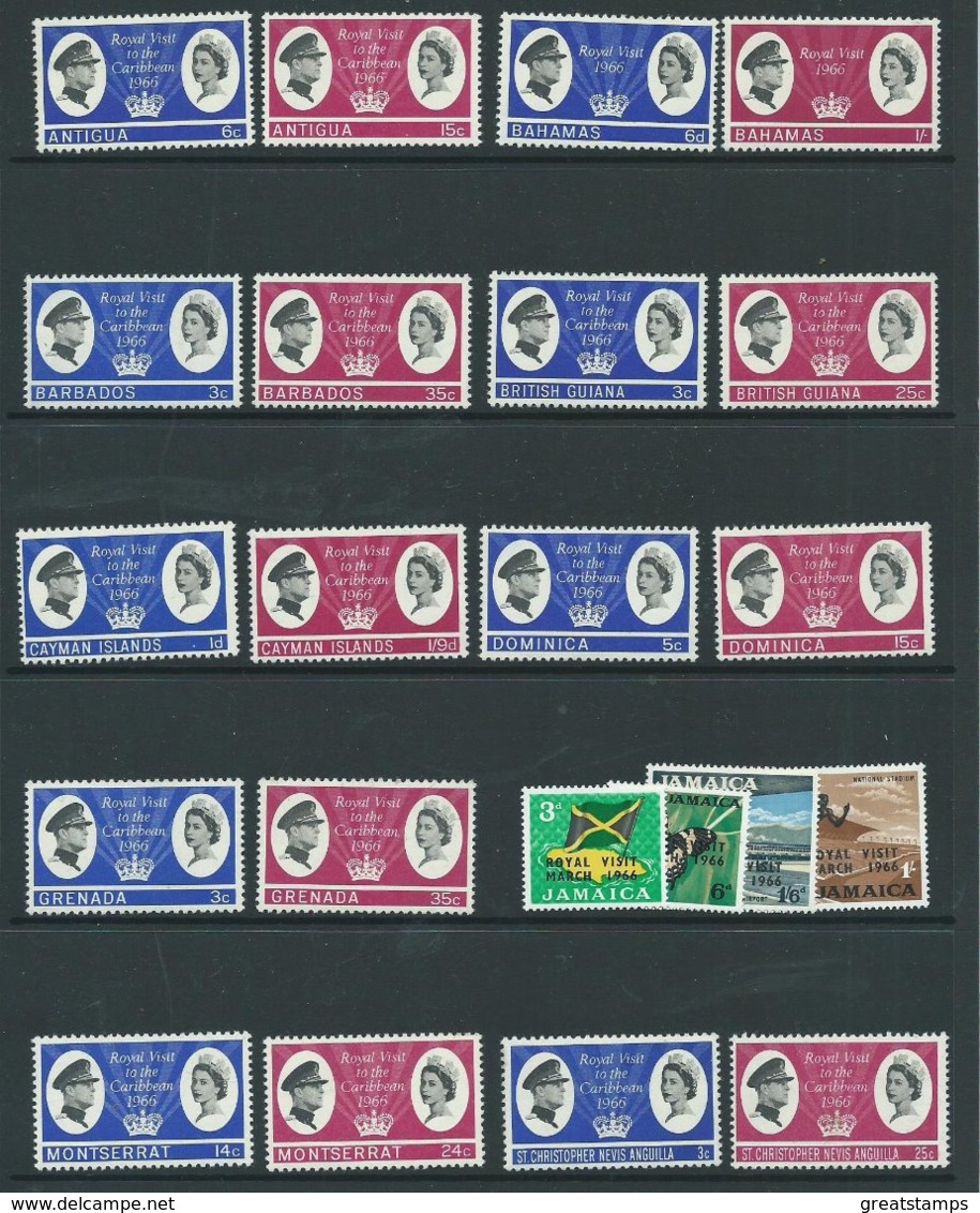 Omnibus Collection Complete 34 Stamps Mnh Royal Visit 1966 Royalty. - Collezioni (senza Album)