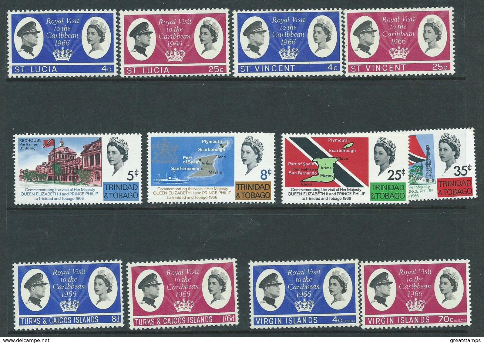 Omnibus Collection Complete 34 Stamps Mnh Royal Visit 1966 Royalty. - Collezioni (senza Album)