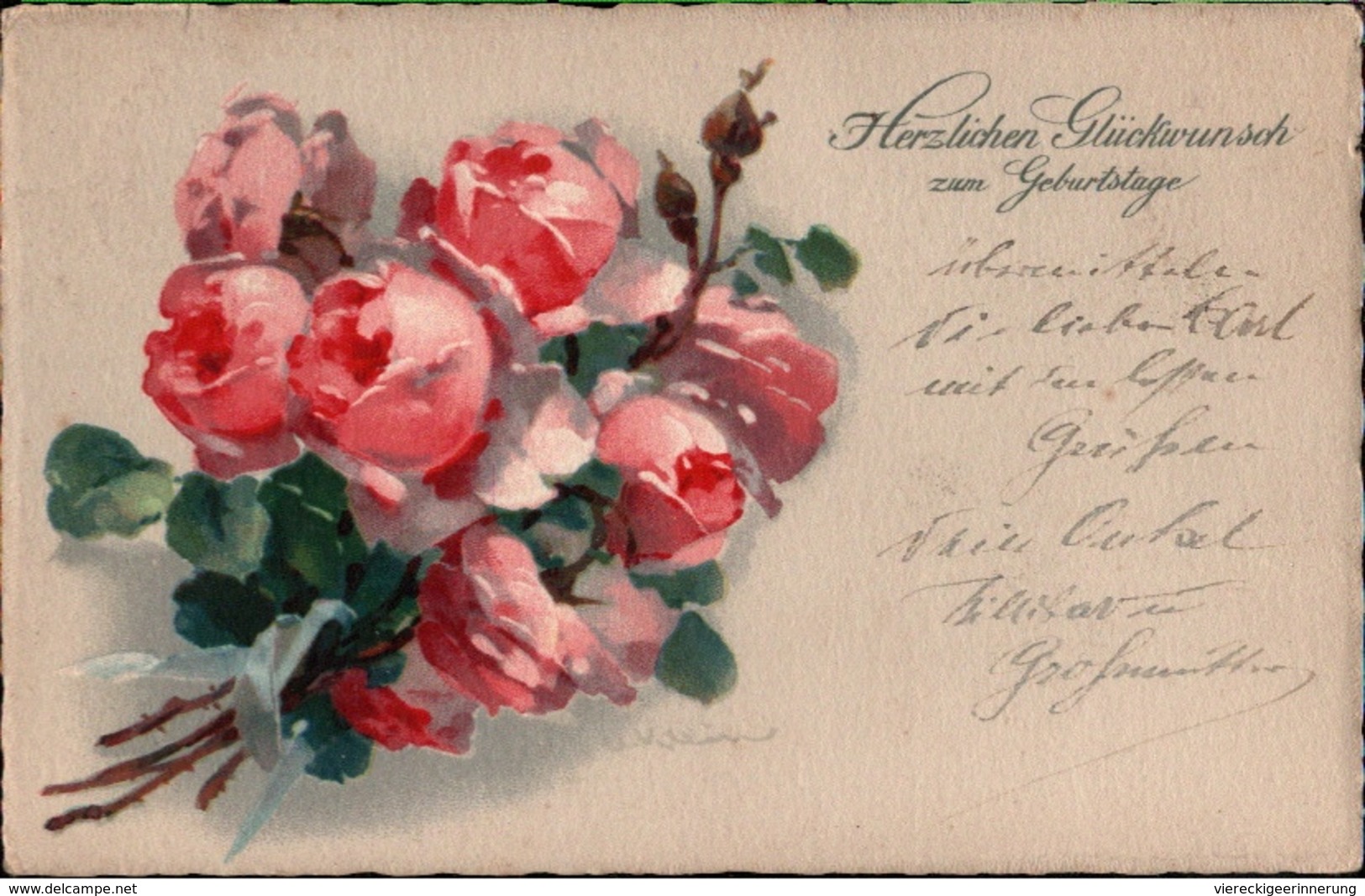 ! 1918 Glückwunsch Ansichtskarte Künstlerkarte Sign. C. Klein, Catharina Klein, Blumen, Verlag Meissner+Buch Serie 2343 - Klein, Catharina