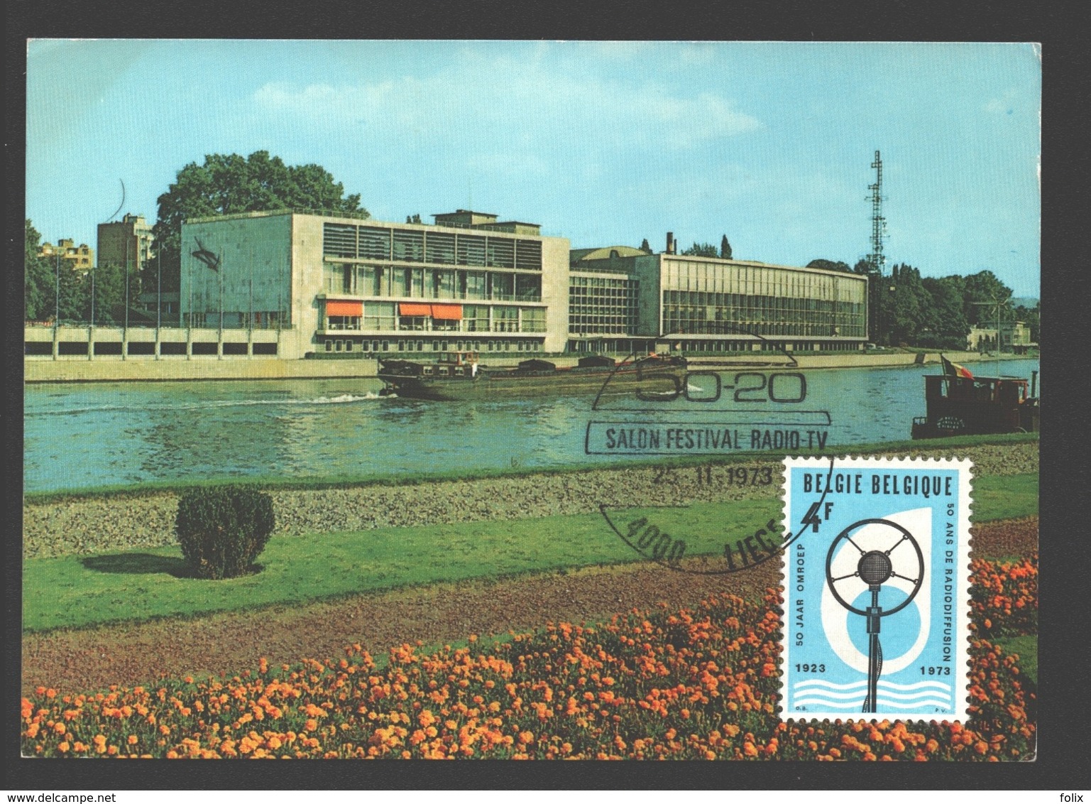 50 Jaar Omroep / 50 Ans De Radiodiffusion - FDC 1973 - Postkaart - Liège / Luik Palais Des Congrès - 1971-1980