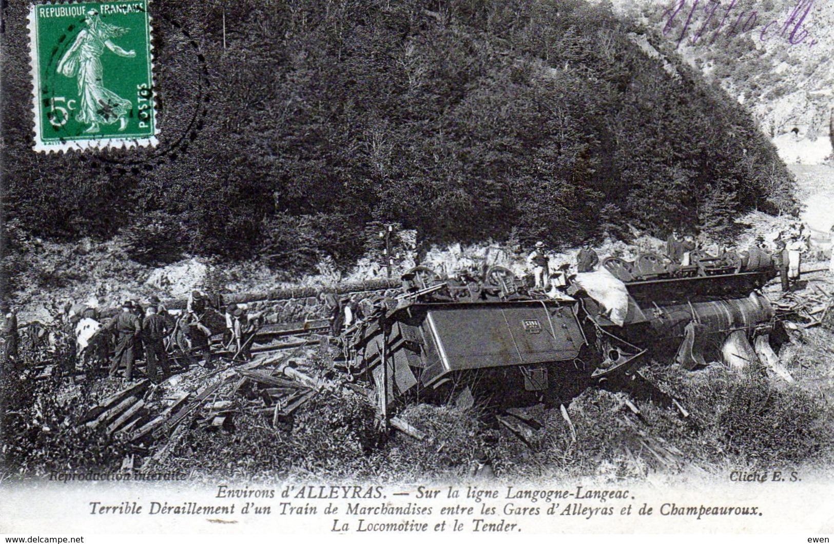 Alleyras. Ligne Langogne-Langeac. Terrible Déraillement D'un Train De Marchandise Entre Alleyras Et Champeauroux. - Other & Unclassified