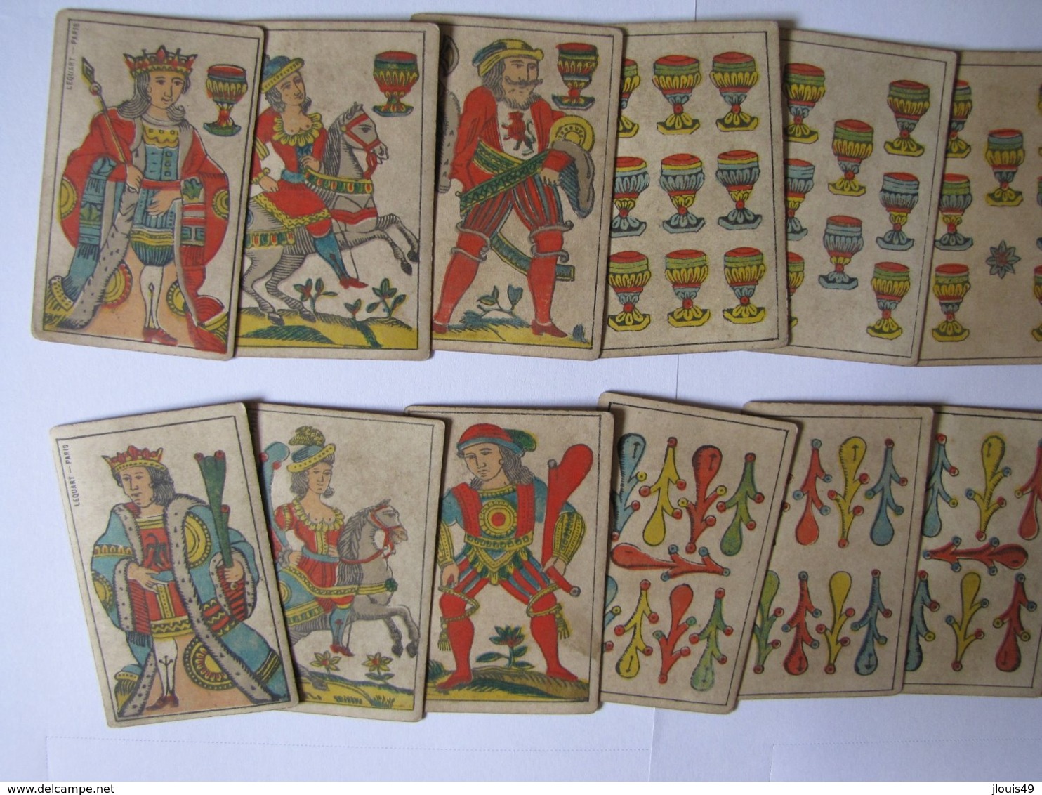 Jeu D'aluette (ou Jeu De Vache) Très Rare Et Complet 48 Cartes Aux Enseignes Espagnoles - Toy Memorabilia