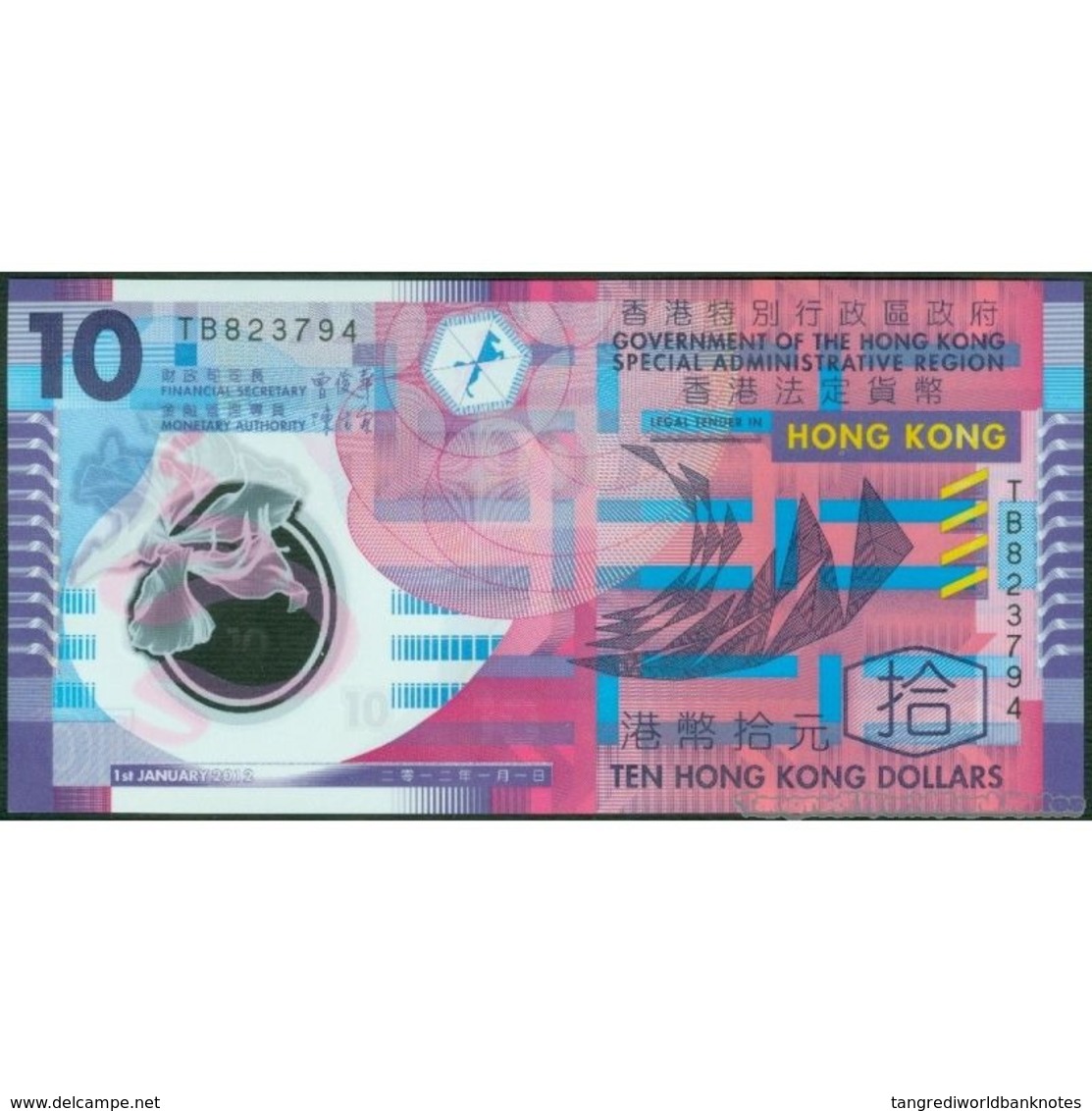 TWN - HONG KONG 401c - 10 Dollars 1.1.2012 Polymer - Prefix TB UNC - Hong Kong