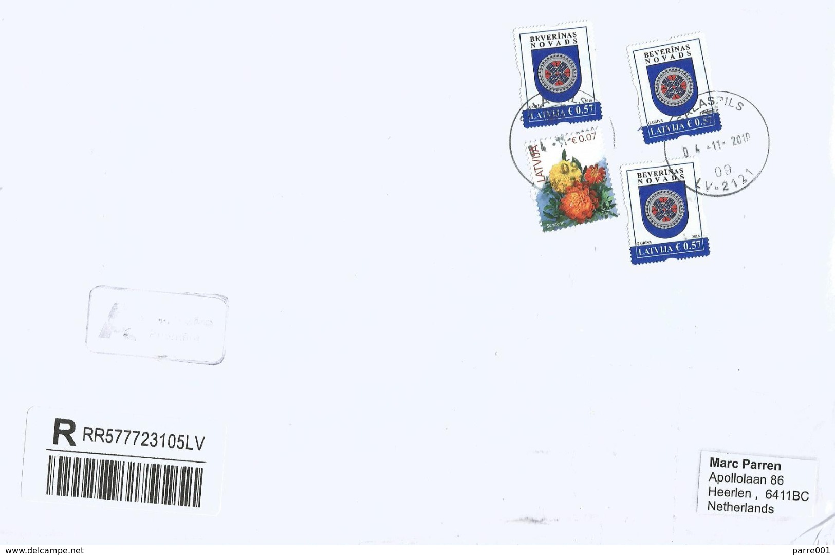 Latvia 2019 Salaspils Armory Beverina Marigold Tagetes Patula Flower Registered Cover - Buste