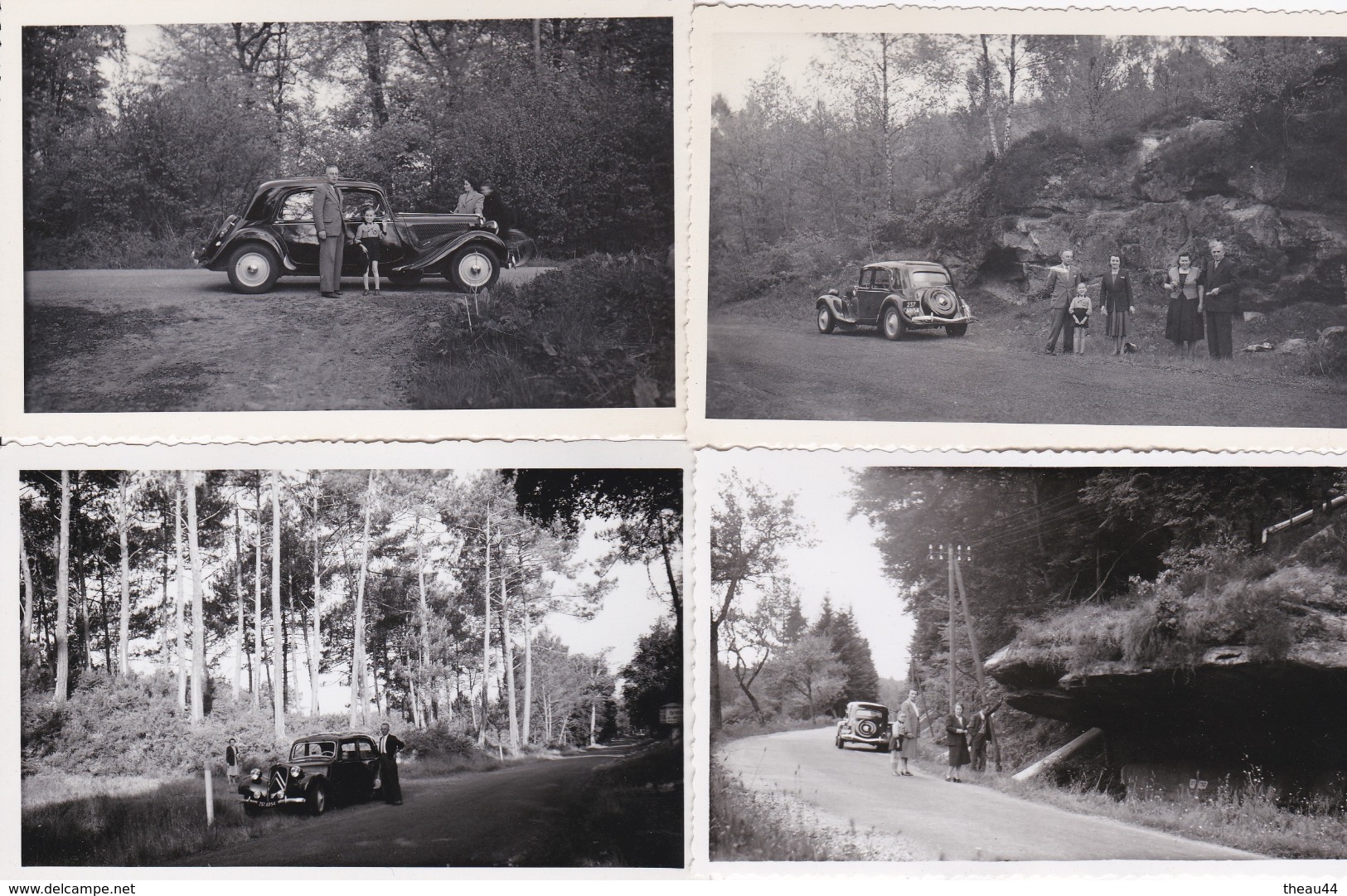 Lot De 4 Clichés D'une Voiture (Citroën TRACTION) Circulant Dans Les LANDES En 1952   -  Voir Description - Other & Unclassified