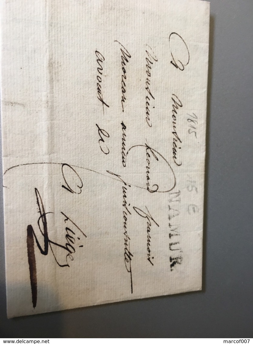 Lettre De Namur Griffe Noire Pour Liège 1815 - 1815-1830 (Periodo Holandes)