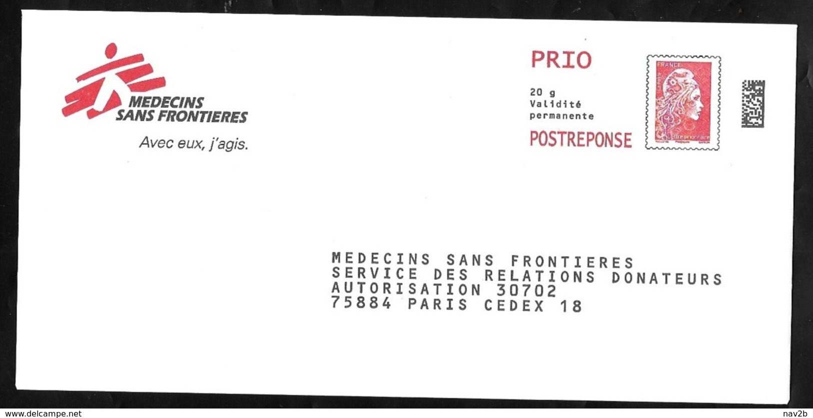 Postréponse  MEDECINS SANS FRONTIERES . 226172 - Prêts-à-poster:reply