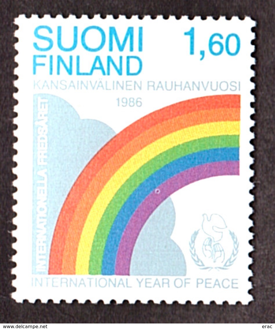 Finlande - Petit Anneau-Lune Dans L'arc-en-ciel Sur N° 968 - Neuf ** - 1986 - Année De La Paix - Variétés Et Curiosités