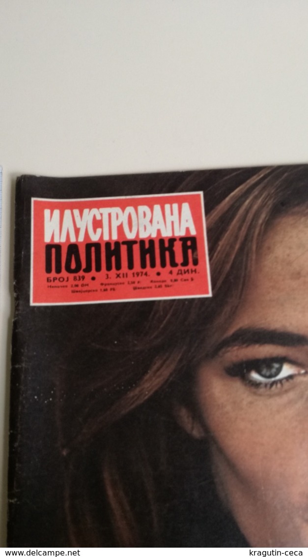 1974 Charlotte Rampling YUGOSLAVIA MAGAZINE NEWS NEWSPAPERS Douglas Corrigan AVIATOR MILAN KONJOVIC ARTIST MISS WORLD 74 - Slav Languages