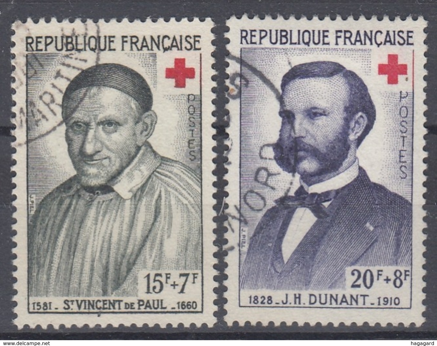 +France 1958. Croix Rouge. Yvert 1187-88. Oblitérés / Cancelled - Used Stamps